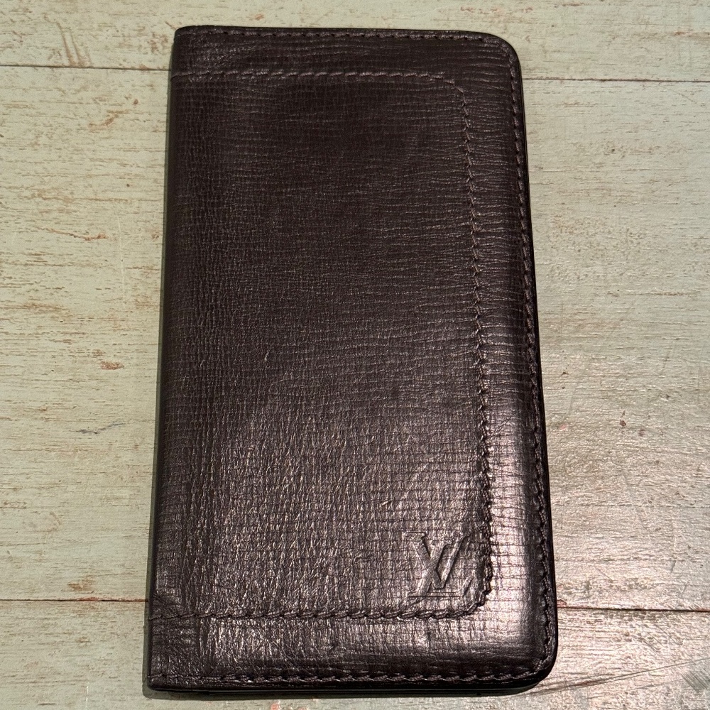 Louis Vuitton Porte Valeurs Cartes Brazza Black Pebbled Leather Wallet - Picture 2 of 11